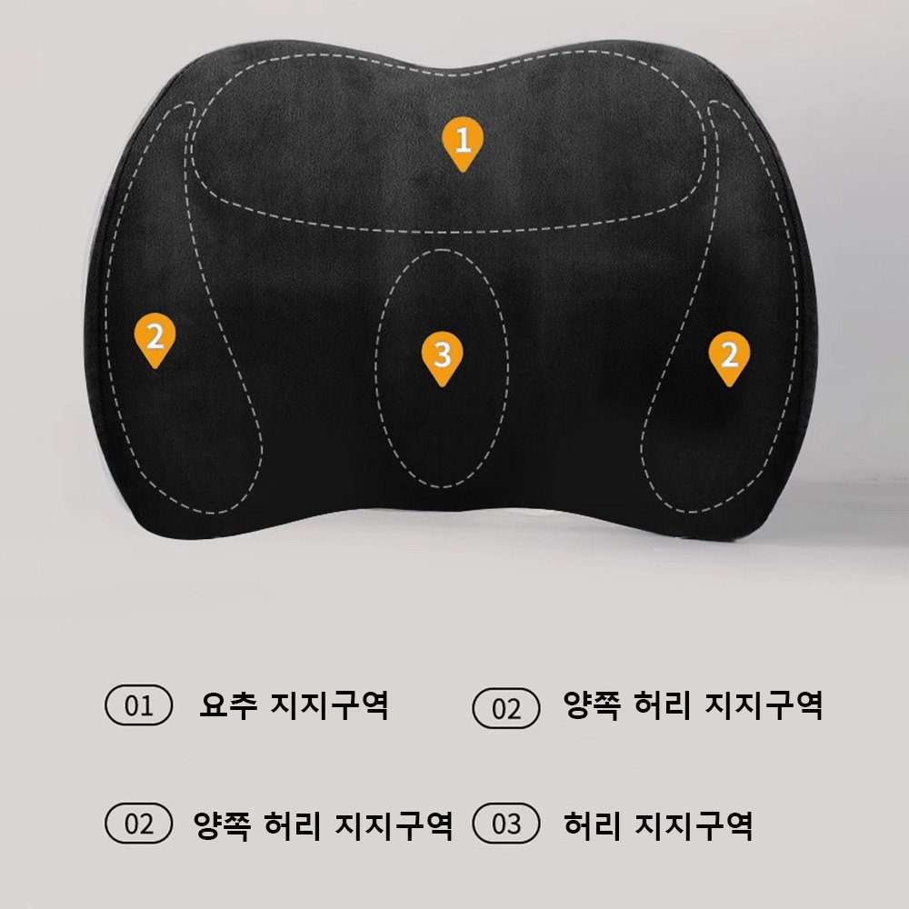 Jeernare 사무실 의자 등받이 쿠션 바른자세 의자 허리쿠션 메모리폼 의자 허리받침대 요추지지, 블랙할인 상세 이미지 1