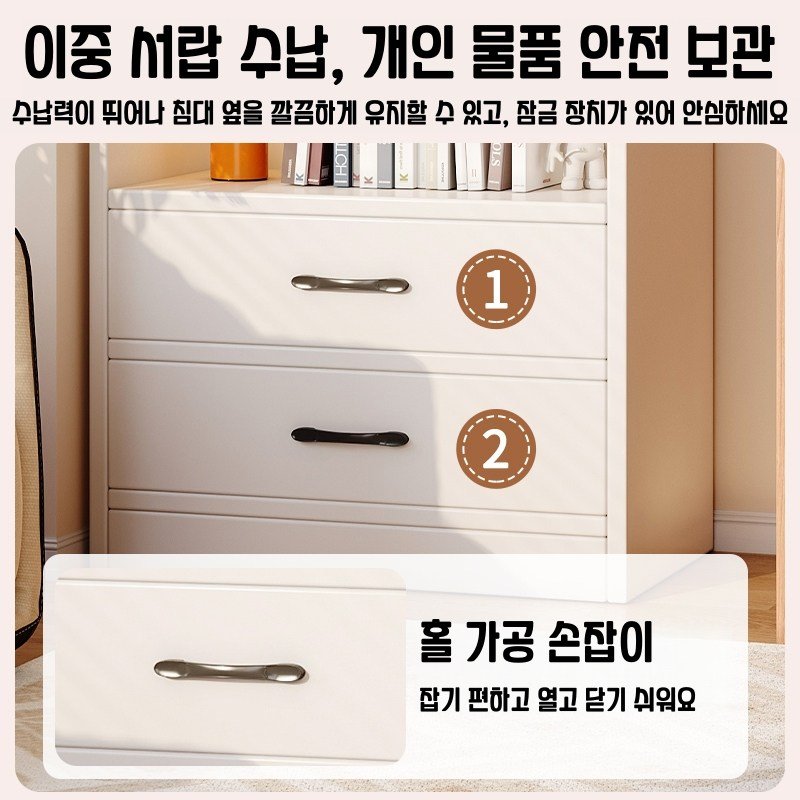 다용도 거실 서재 인테리어 책장 수납 서랍장 가정용 진열장 방진책장 수납장, 흰색할인 상세 이미지 2