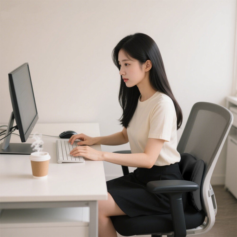Jeernare 사무실 의자 등받이 쿠션 바른자세 의자 허리쿠션 메모리폼 의자 허리받침대 요추지지, 블랙할인 상세 이미지 2