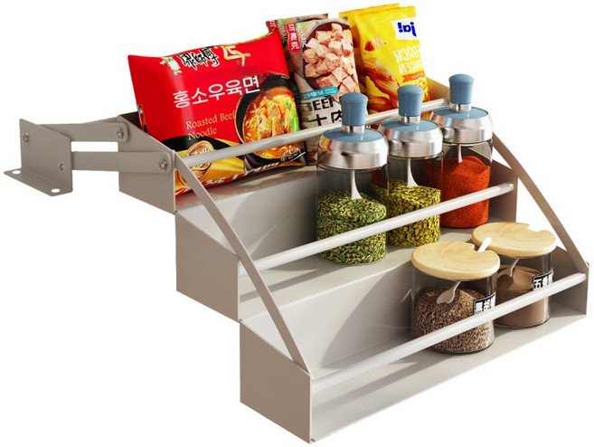주방 벽장 상부장 부엌 찬장 벽 장 자전 풀다운 선반 리프팅 싱크대 가정용, A.3단 리프팅 조미료 랙, 1개