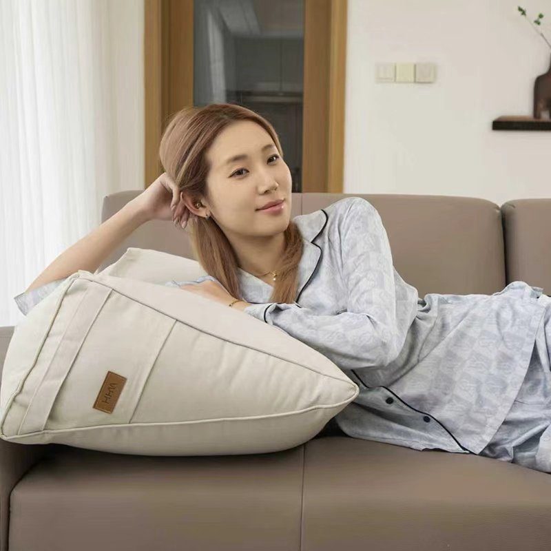 WHH 편안하고 부드러운 캔버스 삼각 등받이 쿠션 손잡이 포함, 라이트그레이할인 상세 이미지 1
