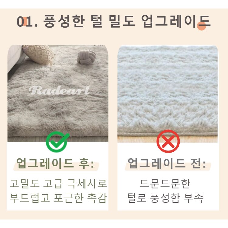 Radearl 보들보들한 러그 극세사 카페트 물세탁 가능 거실매트쿠폰할인 상세 이미지 2