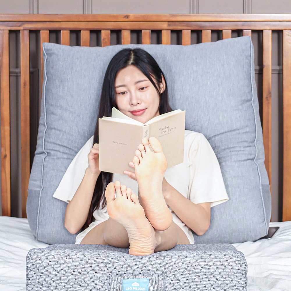 머리까지 기대는 삼각 쿠션 허리 등쿠션 쇼파 침대 등받이, 그레이 상세 이미지 2