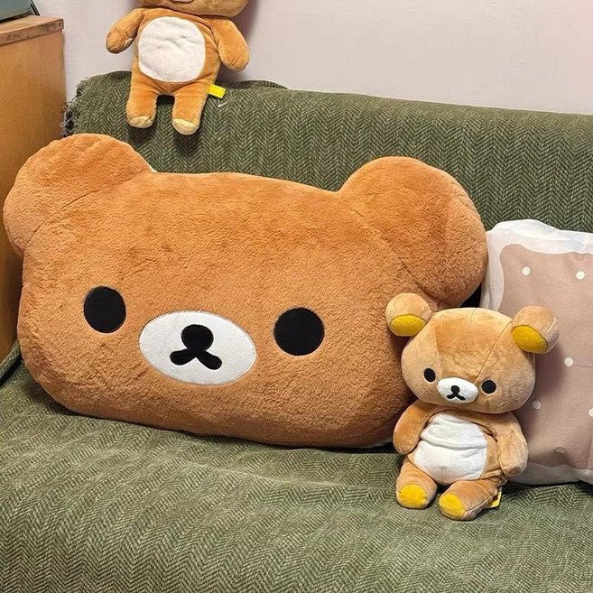 대형 리락쿠마 쿠션 안고자는 침대 수면 인형 애착인형 등받이 베개 쿠션 40cm, 브라운 리락쿠마, 60cm, 리락쿠마 브라운 통통