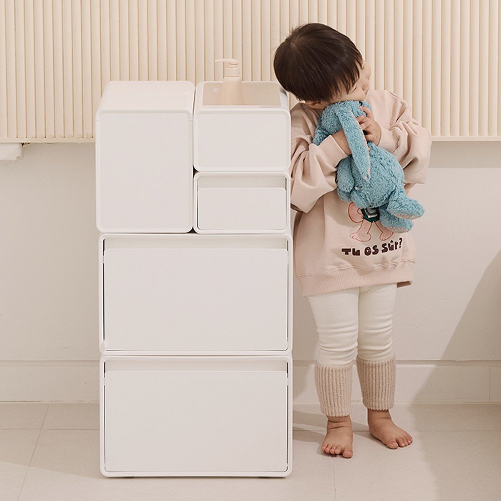뉴코코맘 수플레 아기수납장 듀얼 서랍장 기저귀 아기용품 소품 장난감 옷 정리, 3단, 뉴코코맘 수플레 아기수납장 세트(ABCDD) 상세 이미지 1