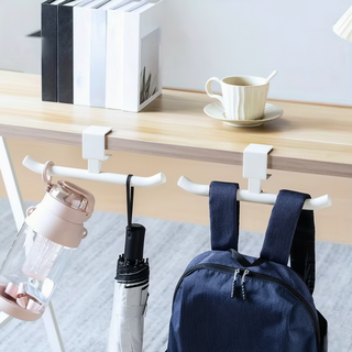 다용도 무타공 양방향 책상 가방 걸이 후크 2P 세트, 1세트, 아이보리할인