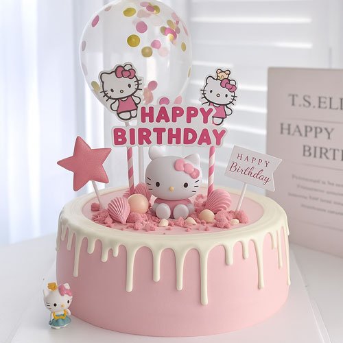 (딸기파티 산리오) 글리터하트 케이크토퍼 세트 데코픽 생일 파티 데코 피규어 장식 상세 이미지 1