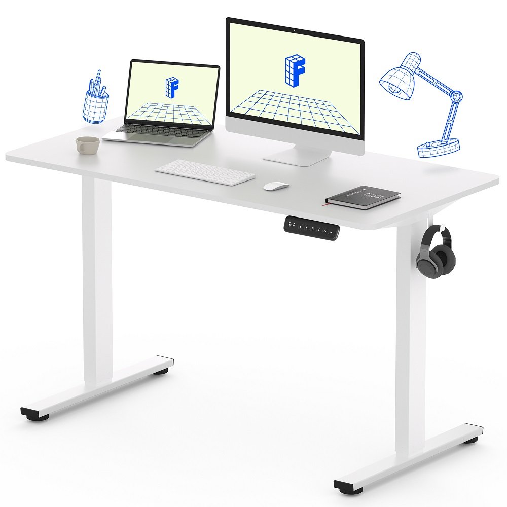 FlexiSpot 전동 모션데스크 EF1 컴퓨터책상 높이조절책상 A/S 5년 높이690-1100mm 학생책상 낮은 높이 사무실책상 게이밍책상, 화이트 상세 이미지 1