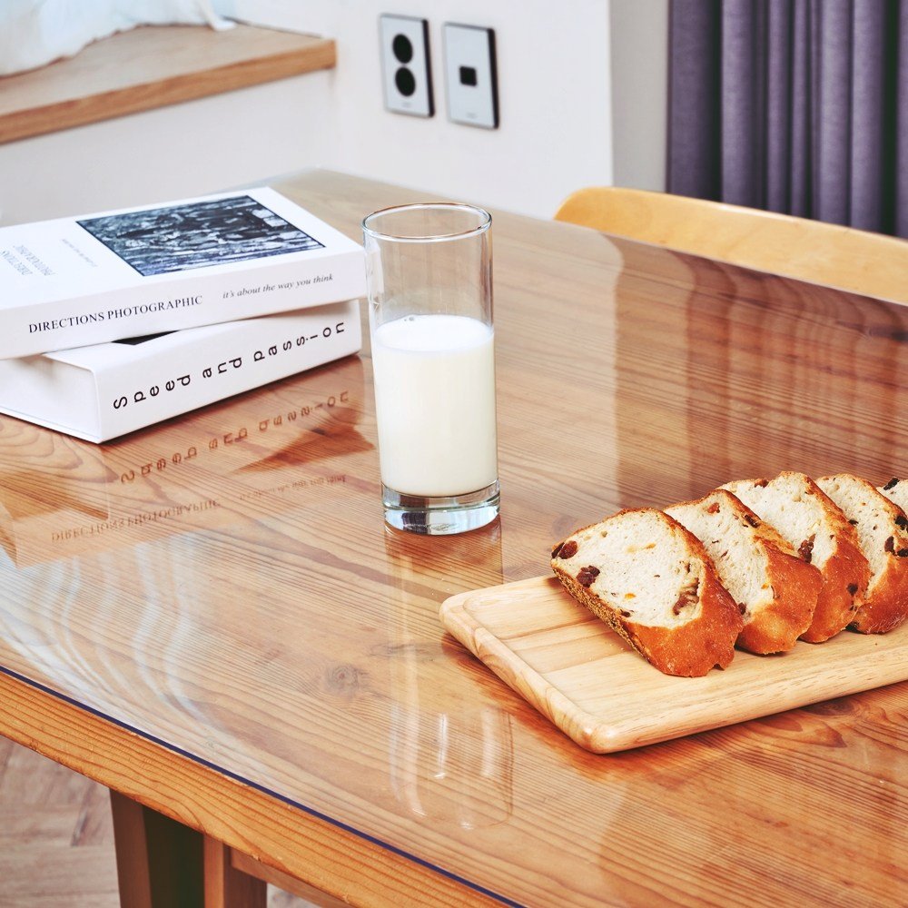 [무독성] 두께 2mm 냄새없는 친환경 프리미엄 식탁투명매트, 투명 80cm X 140cm, 1개 상세 이미지 2