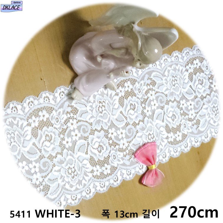 DKLACE-5411-F / (폭 13cm 길이1yd 5yd 기준) / 자가드 낙하판 스판 레이스 모음, 블랙_3, 1개할인· 4일 남음 상세 이미지 2